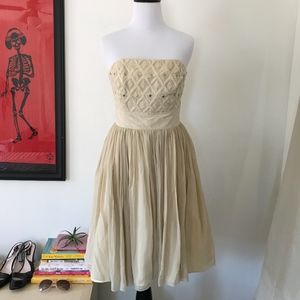 Plenty By Tracy Reese Taupe Strapless Silk Dress 8